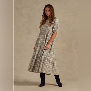 RYLEE + CRU WOMEN'S FRANNIE DRESS / PEWTER PLAID - XS (sold out online)